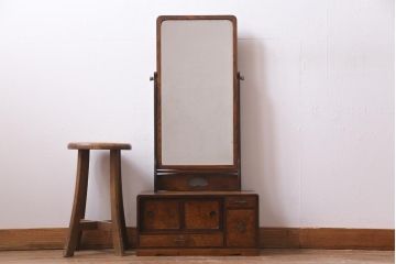 アンティーク家具　和製アンティーク　タモ材　品のある佇まいが魅力的な鏡台(ドレッサー、ミラー)