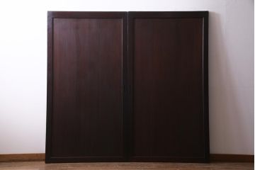 和製アンティーク　シンプルなデザインで様々なテイストに馴染む板戸2枚セット(帯戸、建具、引き戸)(R-036117)
