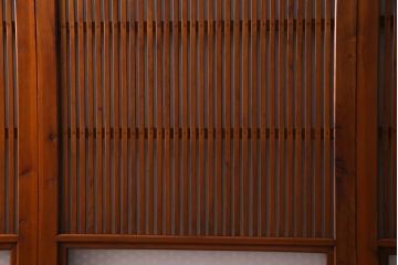 昭和初期　当店オリジナルガラス　黒柿の腰板が目を引く格子戸4枚セット(建具、ガラス帯戸、引き戸)