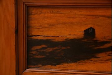 昭和初期　当店オリジナルガラス　黒柿の腰板が目を引く格子戸4枚セット(建具、ガラス帯戸、引き戸)