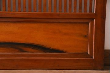 昭和初期　当店オリジナルガラス　黒柿の腰板が目を引く格子戸4枚セット(建具、ガラス帯戸、引き戸)