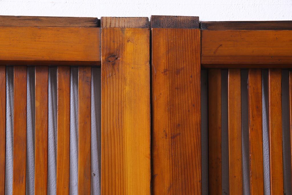 昭和初期　当店オリジナルガラス　黒柿の腰板が目を引く格子戸4枚セット(建具、ガラス帯戸、引き戸)