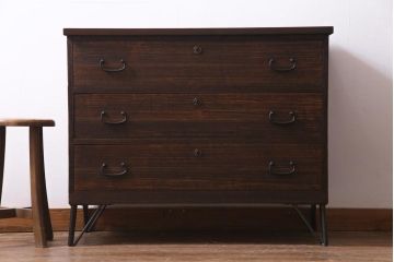 レトロ家具　昭和初期　鉄脚　桐材　上品なレトロスタイルに合うリメイクリビングボード(テレビ台、衣装箪笥)(1)