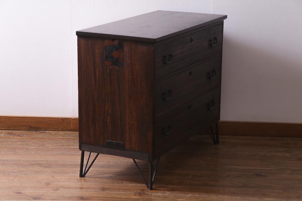 レトロ家具　昭和初期　鉄脚　桐材　上品なレトロスタイルに合うリメイクリビングボード(テレビ台、衣装箪笥)(2)