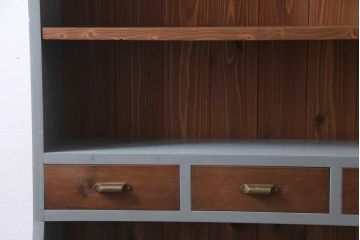 ラフジュ工房オリジナル　古材使用　メンズライクにも合う薄型のペイントブックシェルフ(収納棚、本棚、ウッドシェルフ)