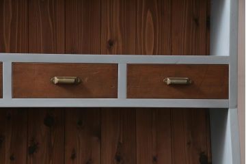 ラフジュ工房オリジナル　古材使用　メンズライクにも合う薄型のペイントブックシェルフ(収納棚、本棚、ウッドシェルフ)