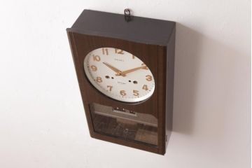 アンティーク雑貨　昭和期　SEIKO(セイコー)　30DAY　ゼンマイ式　金色の文字がシックな振り子時計(柱時計、掛け時計)
