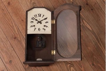 アンティーク雑貨　和製アンティーク　戦前　佐藤時計製造株式会社　ゼンマイ式　ノスタルジックな振り子時計(柱時計、掛け時計)