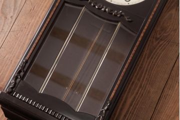 アンティーク雑貨　昭和レトロ　Meiji(明治時計社)　15DAY　ゼンマイ式　クラシカルな意匠が上品な柱時計(振り子時計、掛け時計)