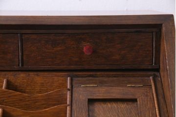 アンティーク家具 イギリスアンティーク オーク材 上手物 ジャコビアン様式 品格あふれる佇まいが素敵なライティングビューロー(簿記机、在宅ワーク、在宅用ワークデスク)