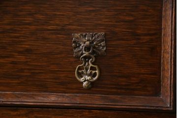 アンティーク家具　イギリスアンティーク　オーク材　上手物　ジャコビアン様式　品格あふれる佇まいが素敵なライティングビューロー(簿記机、在宅ワーク、在宅用ワークデスク)