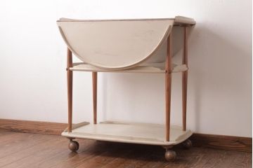 ヴィンテージ家具　イギリスビンテージ　ERCOL(アーコール)　ナチュラルなペイントのバタフライトロリー(キッチンワゴン、キャスターワゴン)