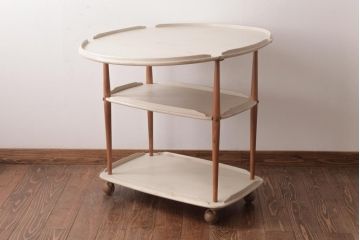 ヴィンテージ家具　イギリスビンテージ　ERCOL(アーコール)　ナチュラルなペイントのバタフライトロリー(キッチンワゴン、キャスターワゴン)