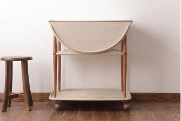 ヴィンテージ家具　イギリスビンテージ　ERCOL(アーコール)　ナチュラルなペイントのバタフライトロリー(キッチンワゴン、キャスターワゴン)