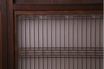 和製アンティーク　昭和初期　杉材　組子入り　ダイナミックな木目が魅力的な板戸(引き戸、建具)4枚セット