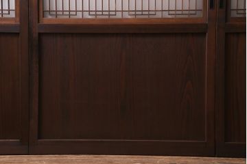 和製アンティーク　昭和初期　杉材　組子入り　ダイナミックな木目が魅力的な板戸(引き戸、建具)4枚セット