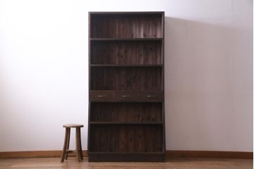 ラフジュ工房オリジナル　古材使用　すっきりとしたデザインが使い勝手のよいブックシェルフ(本棚、収納棚、ウッドシェルフ)