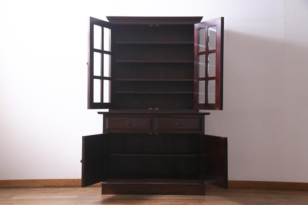 中古　九州民芸家具　上品で使い勝手の良い食器棚(キャビネット、収納棚)