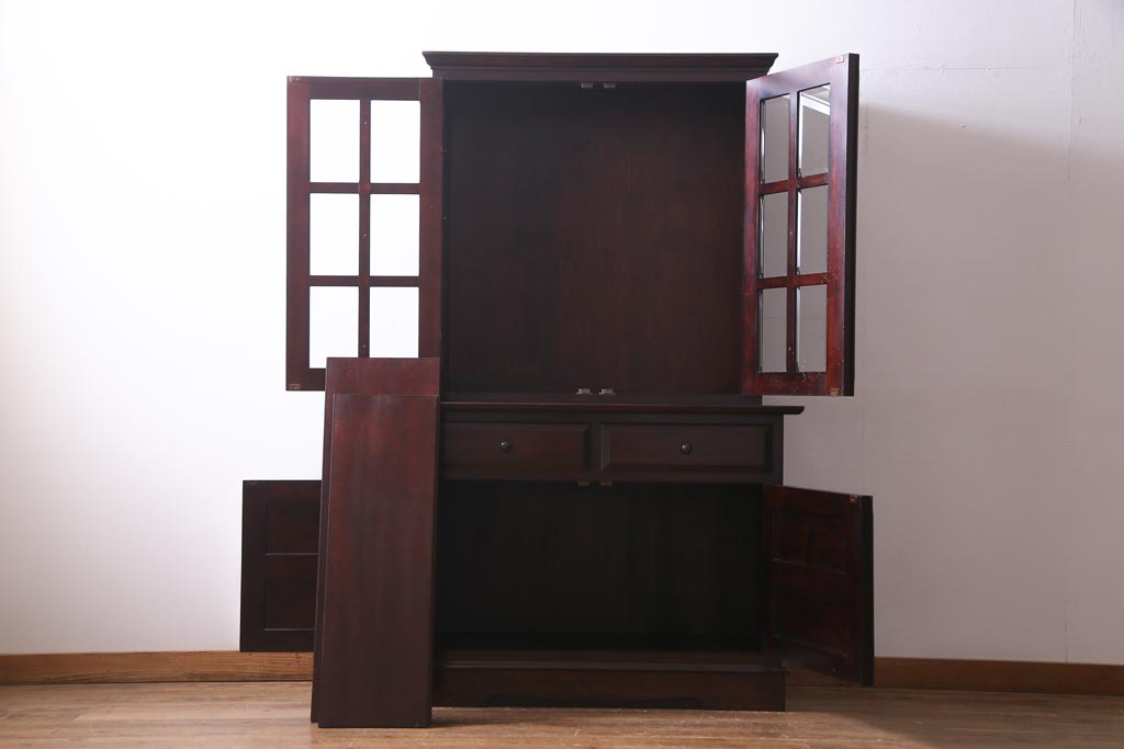 中古　九州民芸家具　上品で使い勝手の良い食器棚(キャビネット、収納棚)