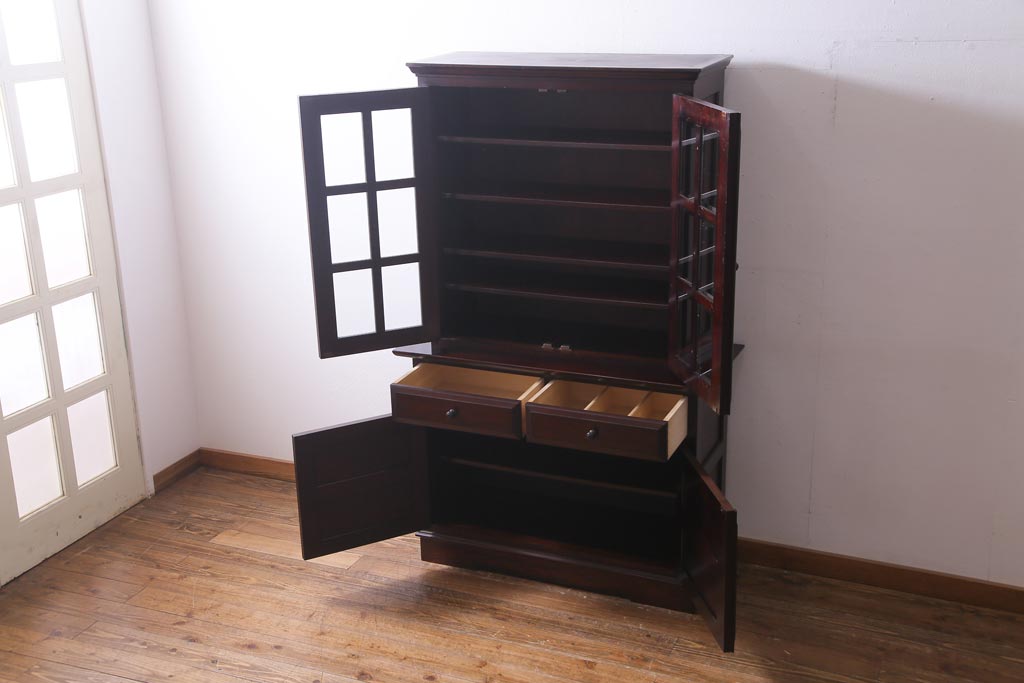 中古　九州民芸家具　上品で使い勝手の良い食器棚(キャビネット、収納棚)