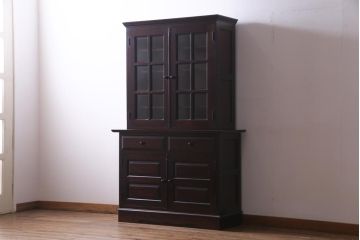 中古　九州民芸家具　上品で使い勝手の良い食器棚(キャビネット、収納棚)