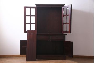 中古　九州民芸家具　上品で使い勝手の良い食器棚(キャビネット、収納棚)
