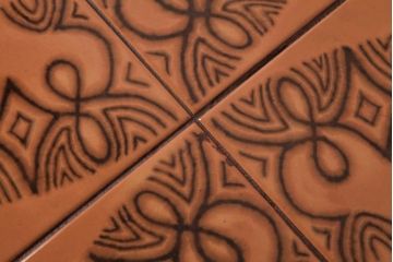 ビンテージ家具　デンマーク製　TOFTEN社　オリエンタルなタイルトップがおしゃれなコーヒーテーブル(センターテーブル)