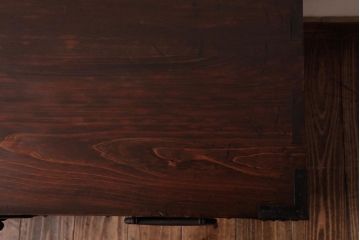 和製アンティーク　ガラス天板　鉄脚　箪笥を現代のお部屋でも楽しめるリメイクローテーブル(センターテーブル)