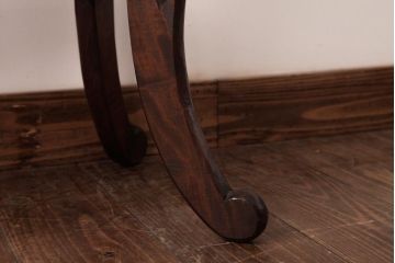 アンティーク雑貨　ビンテージ　伝統工芸　日光彫り　縁起物　ひょっとことおかめが彫られたサイドテーブル(花台、飾り台)