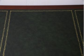 イギリス輸入家具　マホガニー材　レザートップ　高級感漂う組み立て式両袖デスク(プレジデントデスク、机、在宅ワーク、在宅用)