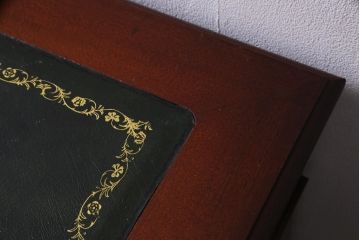 イギリス輸入家具　マホガニー材　レザートップ　高級感漂う組み立て式両袖デスク(プレジデントデスク、机、在宅ワーク、在宅用)