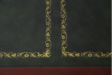 イギリス輸入家具　マホガニー材　レザートップ　高級感漂う組み立て式両袖デスク(プレジデントデスク、机、在宅ワーク、在宅用)