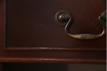 イギリス輸入家具　マホガニー材　レザートップ　高級感漂う組み立て式両袖デスク(プレジデントデスク、机、在宅ワーク、在宅用)