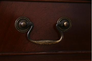 イギリス輸入家具　マホガニー材　レザートップ　高級感漂う組み立て式両袖デスク(プレジデントデスク、机、在宅ワーク、在宅用)