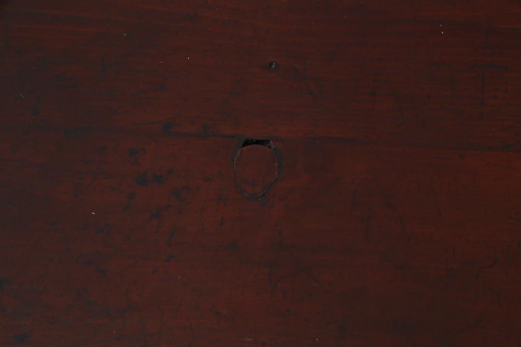 アンティーク家具　和製アンティーク　前面ケヤキ材　巾着金具が目を引く帳場箪笥(和タンス、引き出し)