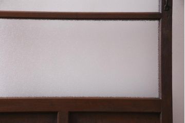 昭和レトロ　ラワン材　味わい深い趣のドア(ガラス扉、建具)(R-036185)