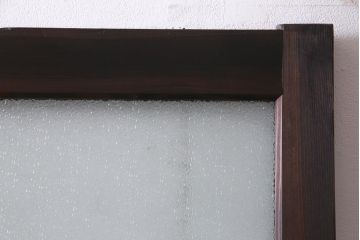 和製アンティーク　腰板ケヤキ材　ダイヤガラス入り　味のあるレトロな雰囲気醸し出すガラス戸2枚セット(建具、引き戸)