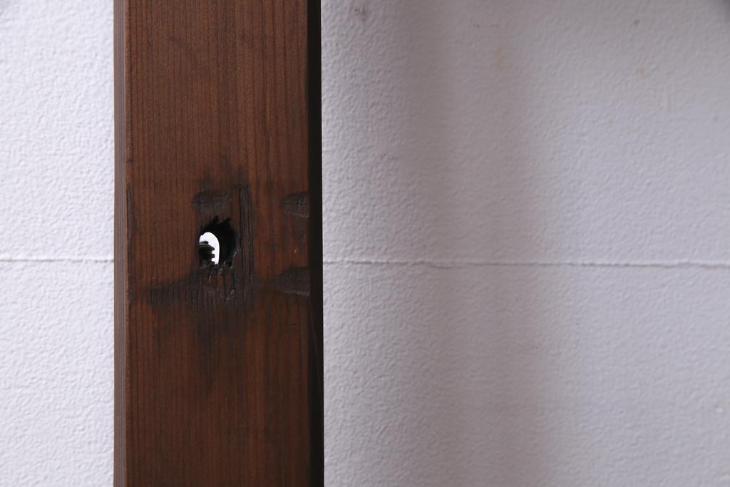 和製アンティーク　腰板ケヤキ材　ダイヤガラス入り　味のあるレトロな雰囲気醸し出すガラス戸2枚セット(建具、引き戸)