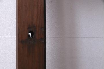 和製アンティーク　腰板ケヤキ材　ダイヤガラス入り　味のあるレトロな雰囲気醸し出すガラス戸2枚セット(建具、引き戸)