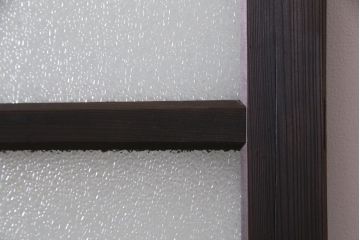 和製アンティーク　腰板ケヤキ材　ダイヤガラス入り　味のあるレトロな雰囲気醸し出すガラス戸3枚セット(建具、引き戸)