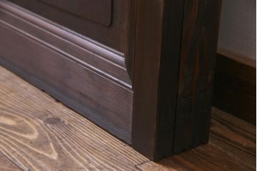 和製アンティーク　腰板ケヤキ材　ダイヤガラス入り　味のあるレトロな雰囲気醸し出すガラス戸3枚セット(建具、引き戸)