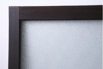 和製アンティーク　腰板ケヤキ材　ダイヤガラス入り　味のあるレトロな雰囲気醸し出すガラス戸3枚セット(建具、引き戸)