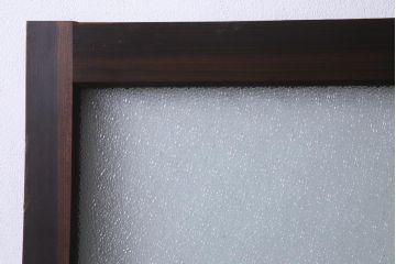 昭和初期　腰板ケヤキ材　ダイヤガラス入り　味のあるレトロな雰囲気醸し出すガラス戸2枚セット(引き戸)