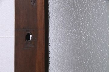 昭和初期　腰板ケヤキ材　ダイヤガラス入り　味のあるレトロな雰囲気醸し出すガラス戸2枚セット(引き戸)