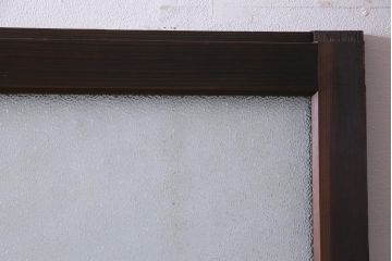 昭和初期　腰板ケヤキ材　ダイヤガラス入り　味のあるレトロな雰囲気醸し出すガラス戸2枚セット(引き戸)