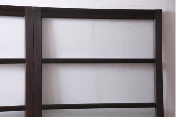 アンティーク建具　腰板ケヤキ材　クリア・ダイヤガラス　味のあるレトロな雰囲気醸し出すガラス戸2枚セット(引き戸)