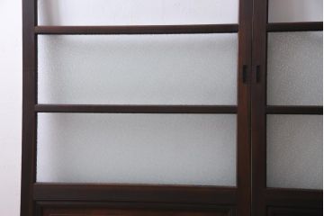 アンティーク建具　腰板ケヤキ材　クリア・ダイヤガラス　味のあるレトロな雰囲気醸し出すガラス戸2枚セット(引き戸)
