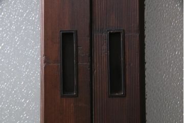 アンティーク建具　腰板ケヤキ材　クリア・ダイヤガラス　味のあるレトロな雰囲気醸し出すガラス戸2枚セット(引き戸)