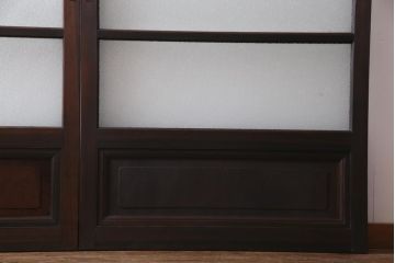 アンティーク建具　腰板ケヤキ材　クリア・ダイヤガラス　味のあるレトロな雰囲気醸し出すガラス戸2枚セット(引き戸)