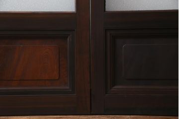 アンティーク建具　腰板ケヤキ材　クリア・ダイヤガラス　味のあるレトロな雰囲気醸し出すガラス戸2枚セット(引き戸)